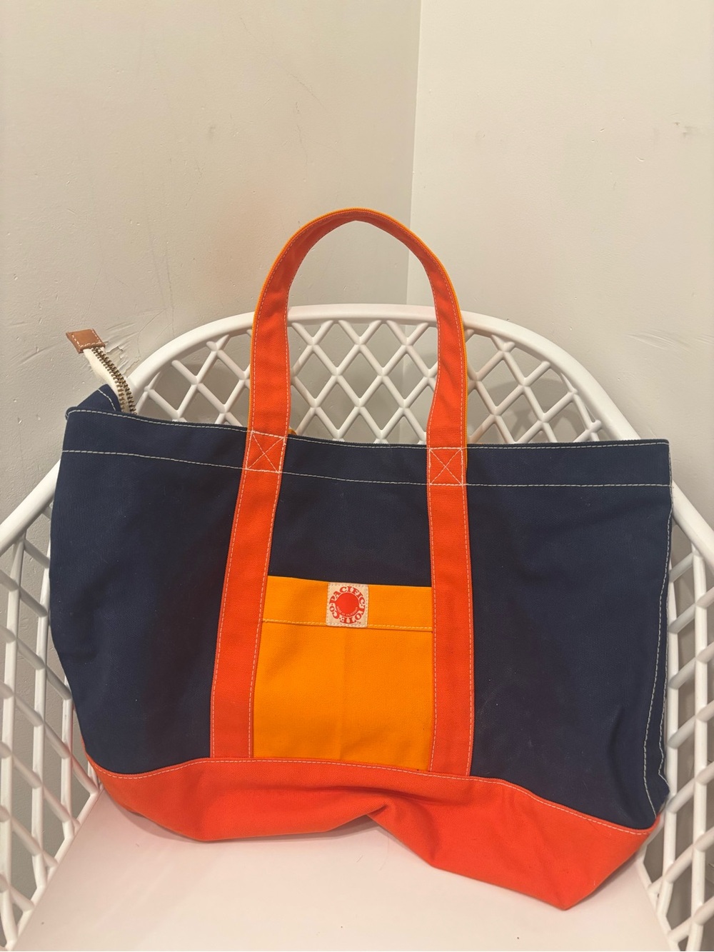 Pacific Tote Co Large Tote Bag - Navy, Orange, Yellow